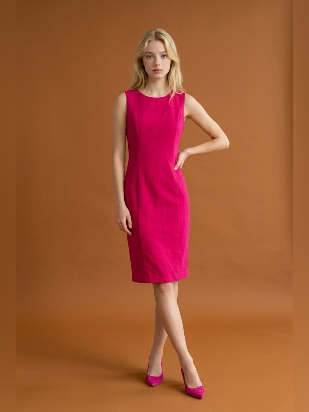 Talbots Wool blend Elegant Fuchsia Sleeveless Dress